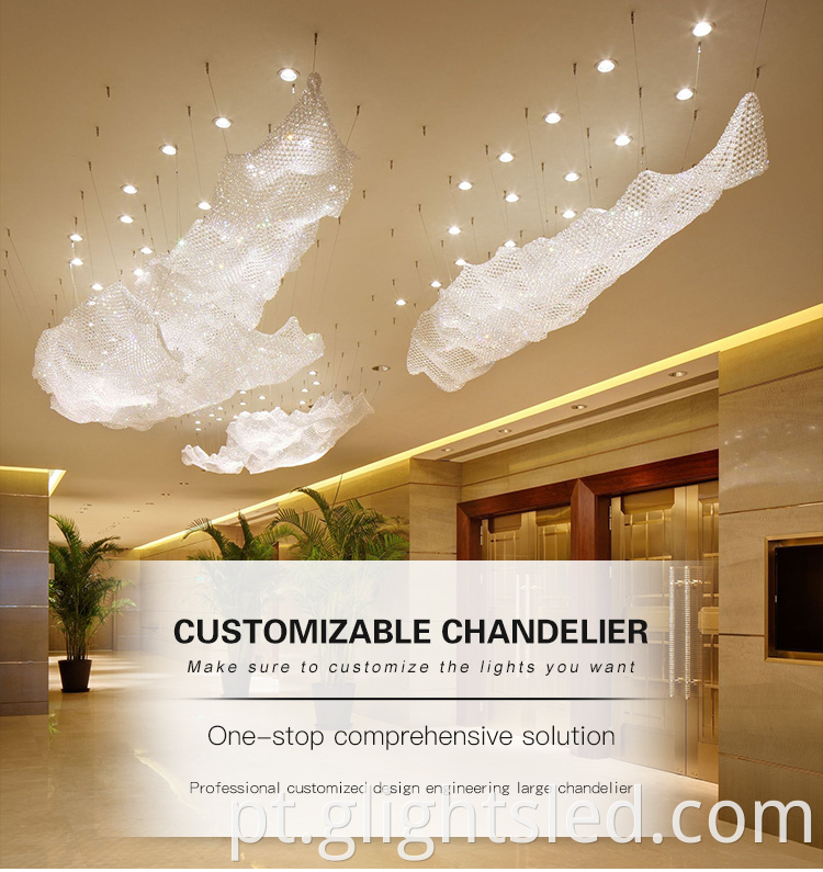 Novo Hight Quality decoração interna Hotel personalizado Big Project Chandelier Pingente Lamp